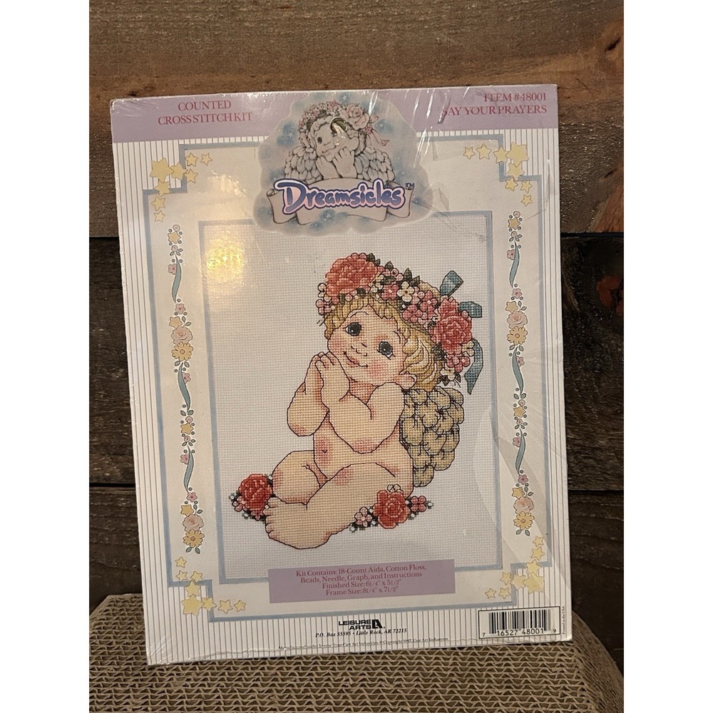 Dreamsicles Cross Stitch Kit 8"x10" Angel Cherub‎ Design 14 Count Aida Fabric